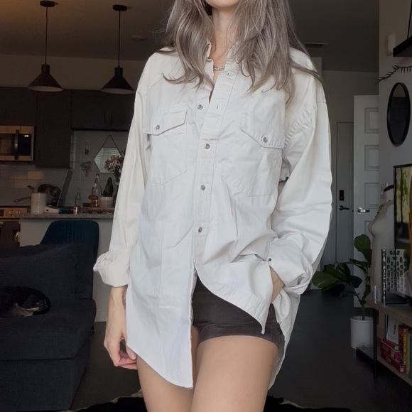 Vintage Wrangler Beige Long Sleeve Shirt - Picture 2 of 7